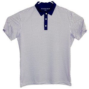 Mizzen + Main Men Trim Fit Stretch Geometric Print Golf Polo Shirt Blue Purple L
